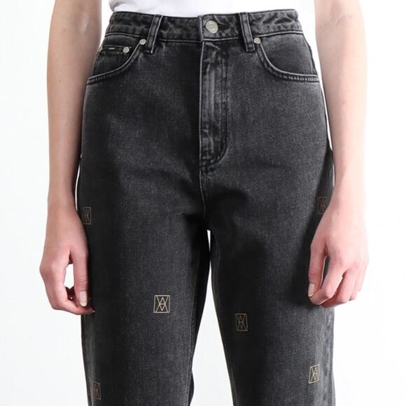 Amendi Jeans Black Logo High Waist Denim Size 32x32 New Retails $285 - Picture 3 of 11